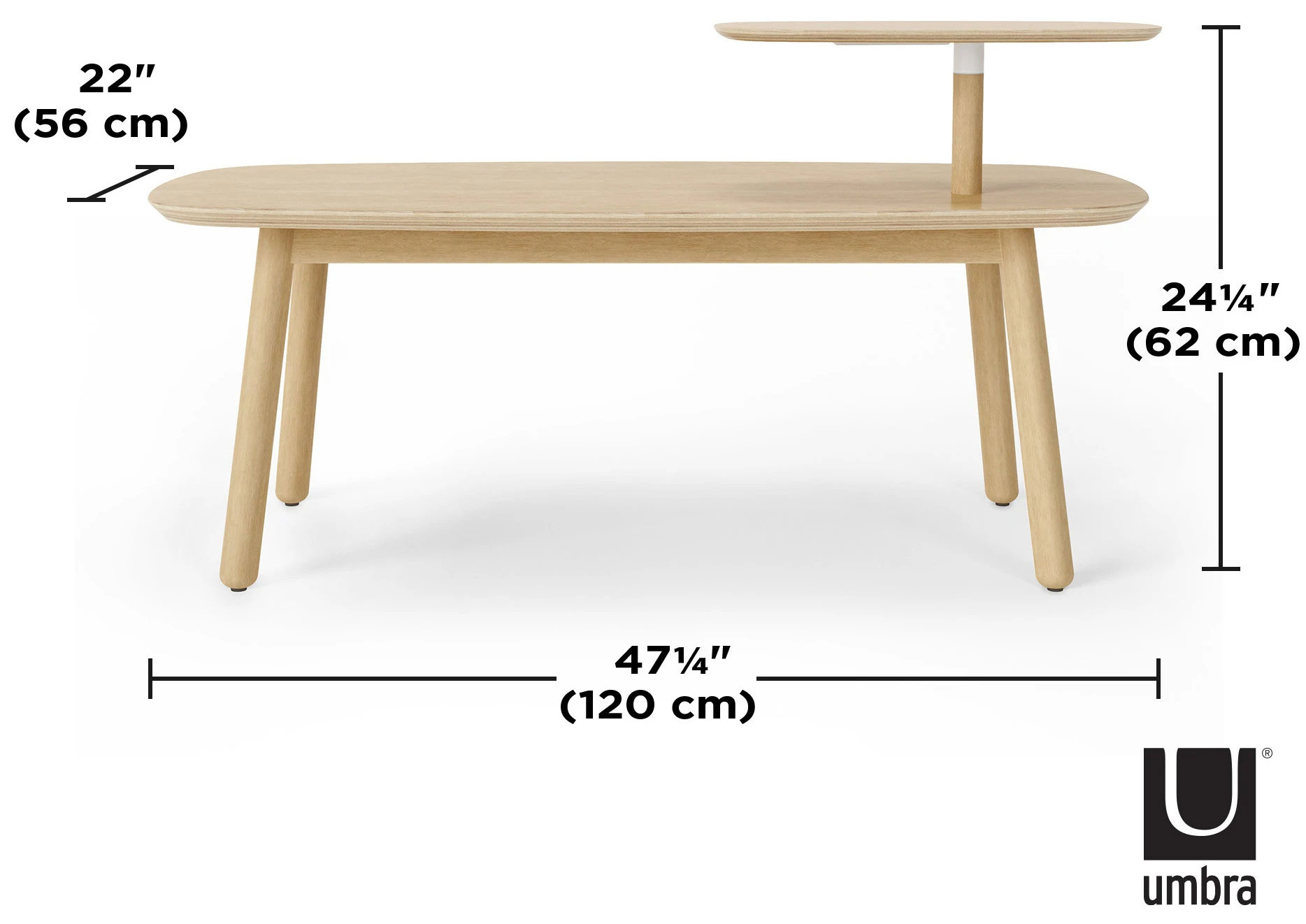 Umbra Swivo sohvapöytä 120x55,9x61,6cm vaalea puu 