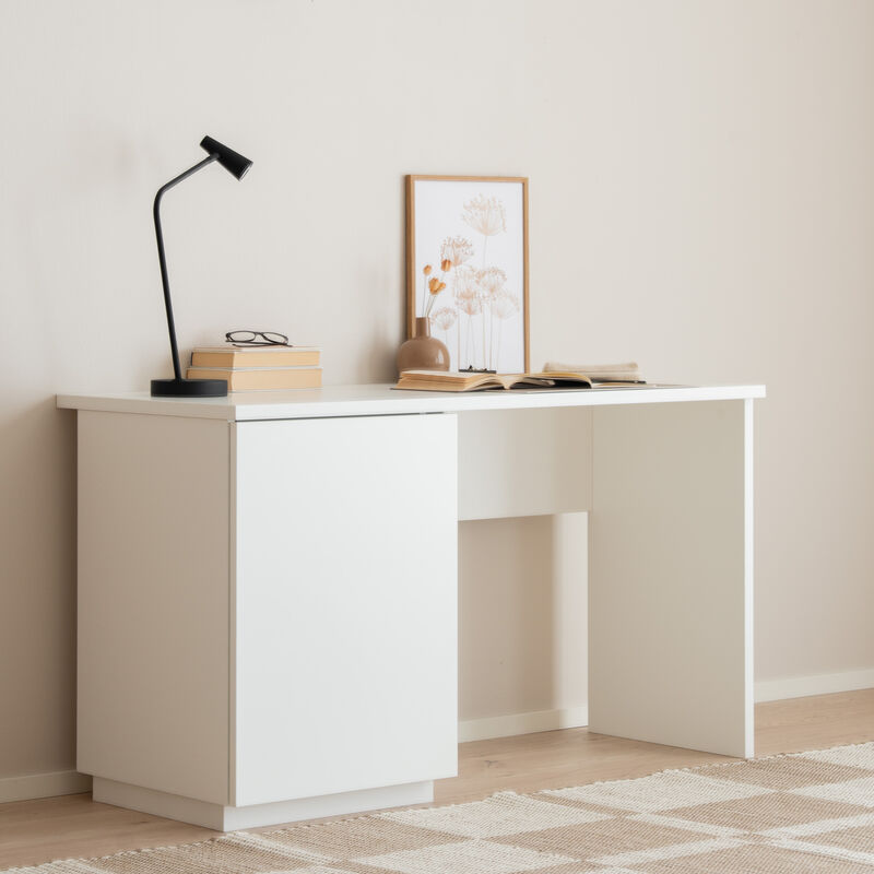 Anton työpöytä ovella, valkoinen/valkoinen, vasenkätinen