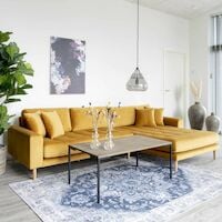 House Nordic Lido divaanisohva oikea, sinapinkeltainen sametti Bluvel 68