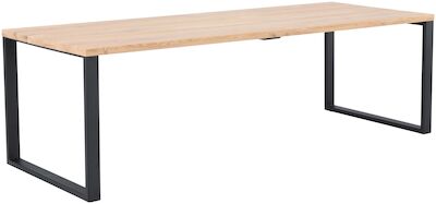 Pujo ruokapöytä 240x90 cm savunharmaa lakattu tammi A-laatu/musta metallijalka