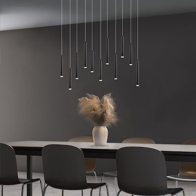 Trio Tubular LED-riippuvalaisin 11-osainen mattamusta