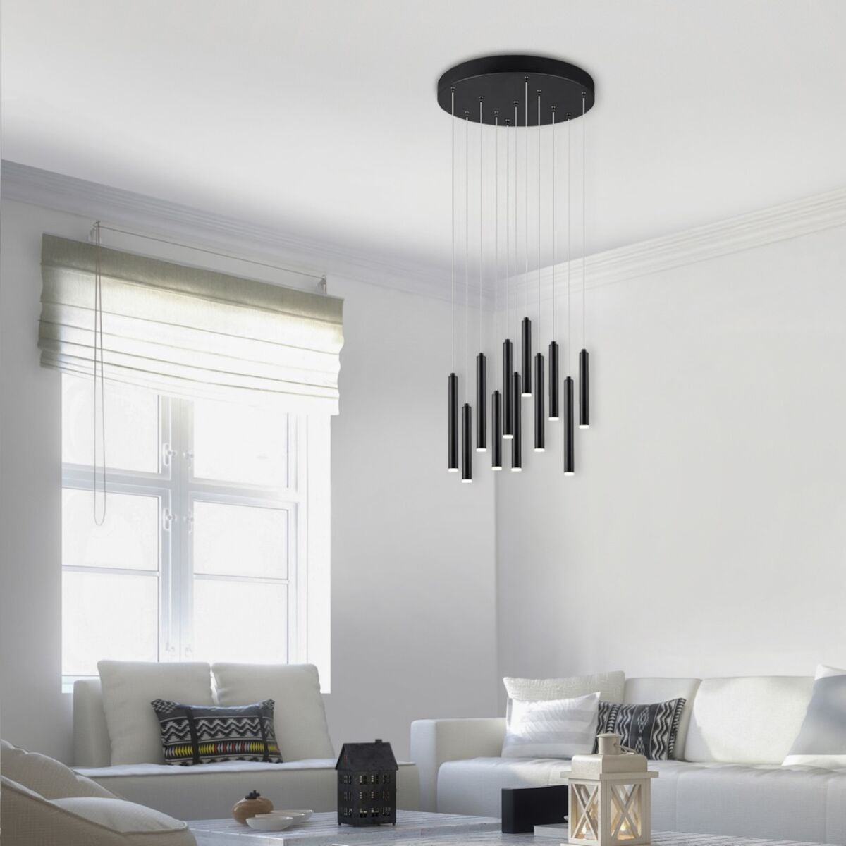 Trio Tubular LED-riippuvalaisin Ø40 cm mattamusta