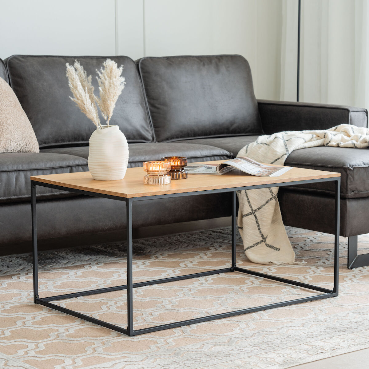 House Nordic Vita sohvapöytä 90x60x45 cm tammi/musta