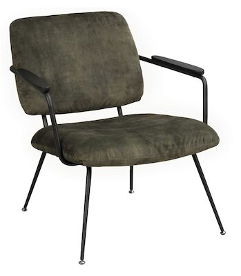 Rowico Prescott lounge tuoli vihreä sametti/musta metalli