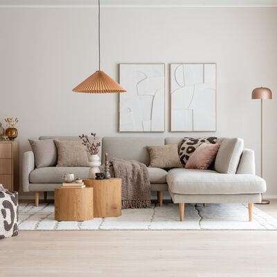 Classic avokulmasohva oikea vaaleanharmaa, Matrix 15, Jalka J-138 tammi