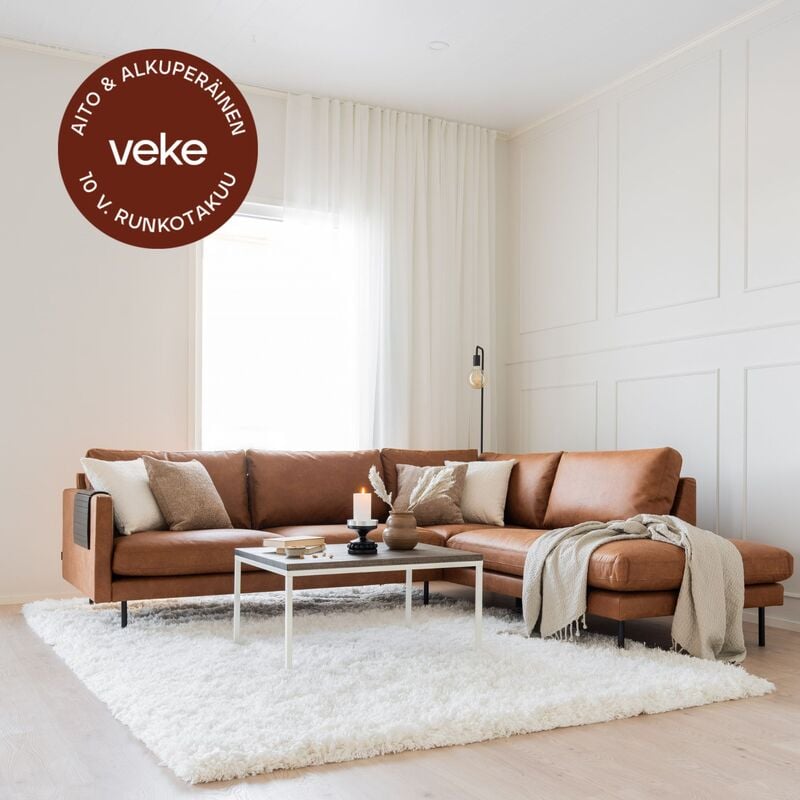 Scandic Copenhagen avokulmasohva oikea, konjakinruskea Colorado 03 nahka