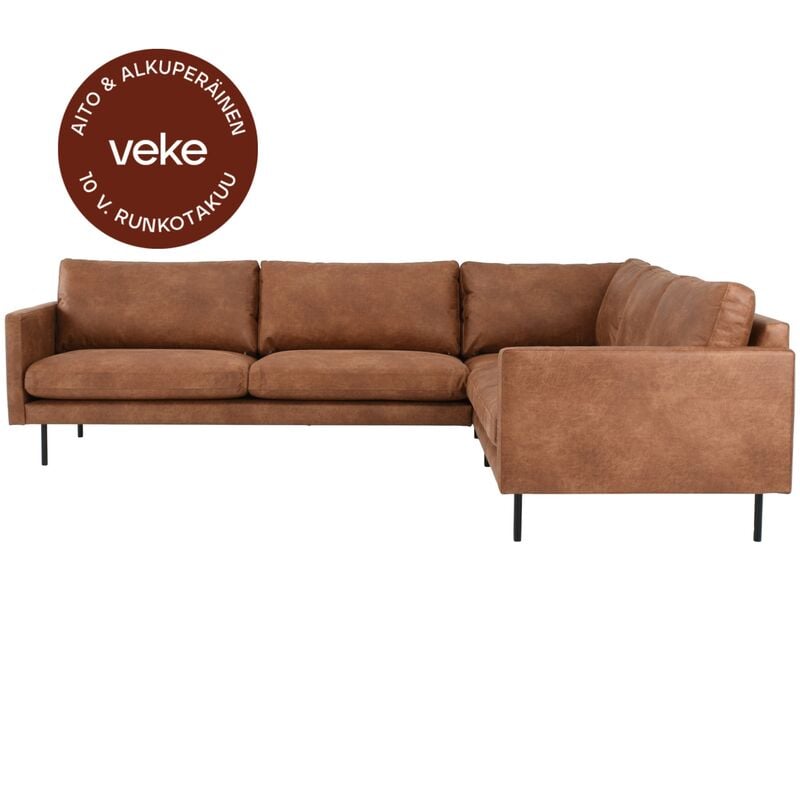 Scandic Copenhagen kulmasohva 3K2 konjakinruskea Colorado 03 bonded-nahka