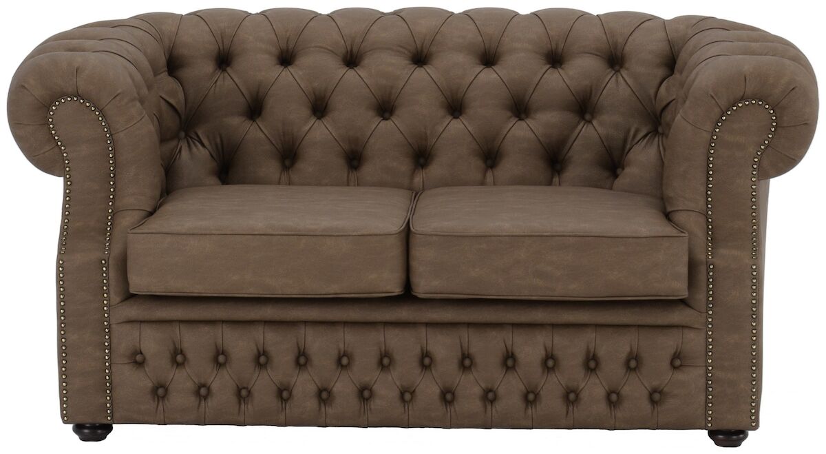 Chesterfield 2-istuttava sohva tekstiilinahkaverhoiltu