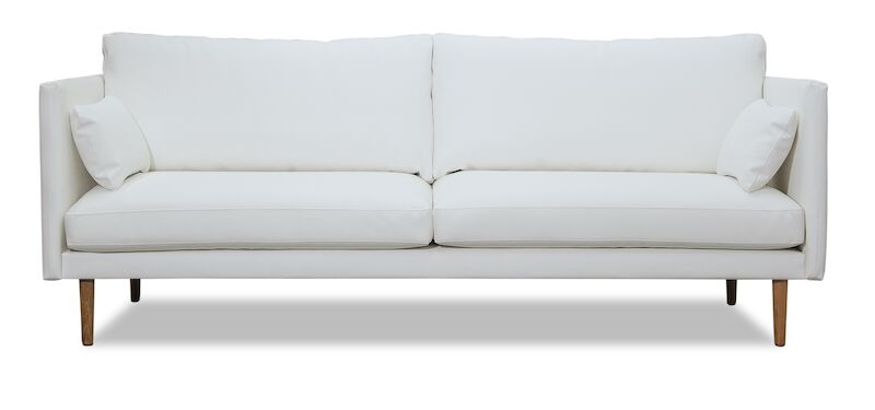 Kajo 3-istuttava sohva valkoinen bonded-nahka, tammi jalat