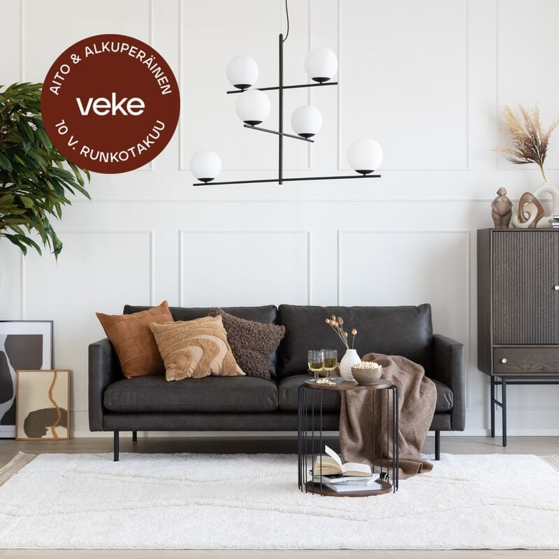 Scandic Copenhagen 3-istuttava sohva, musta Colorado 01 nahka