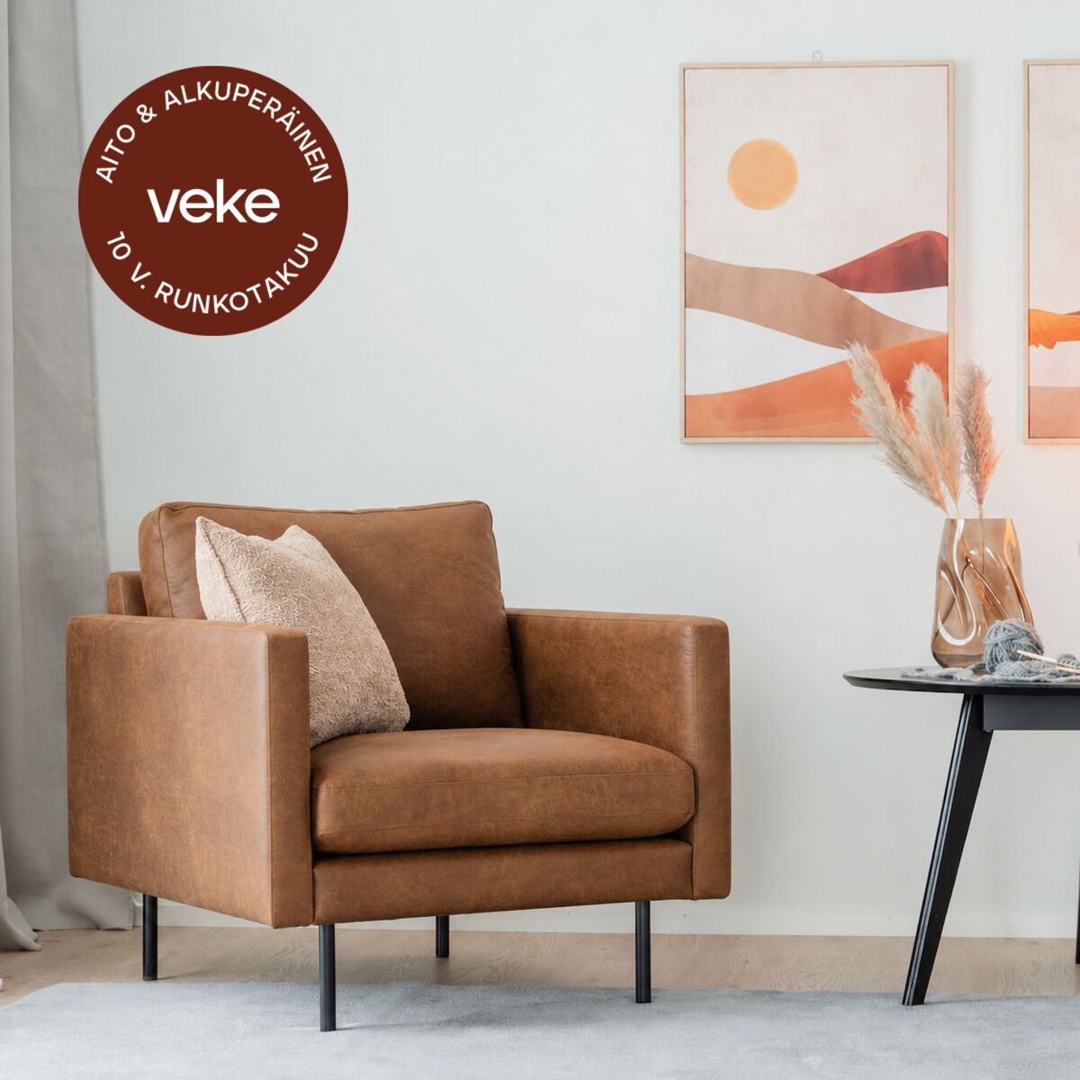 Scandic Copenhagen nojatuoli, konjakinruskea Colorado 03 nahka