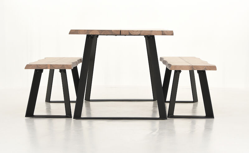 Triangel lankku penkkiryhmä 4-hengen antiikkipetsattu/musta