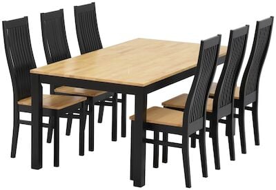 Minea 6-hengen ruokailuryhmä, musta/koivu