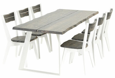 Triangel-Lana 6-hengen ruokailuryhmä, savunharmaa/valkoinen