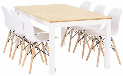 Moona-Rana 6-hengen ruokailuryhmä, valkoinen/luonnonväri