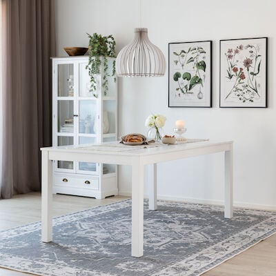 Moona ruokapöytä 90x170 valkoinen/koivu