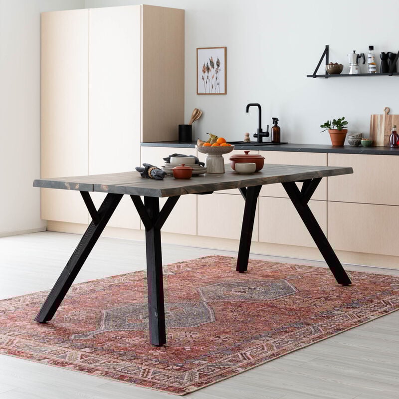 Lana lankkupöytä 200x88 cm savunharmaa/musta