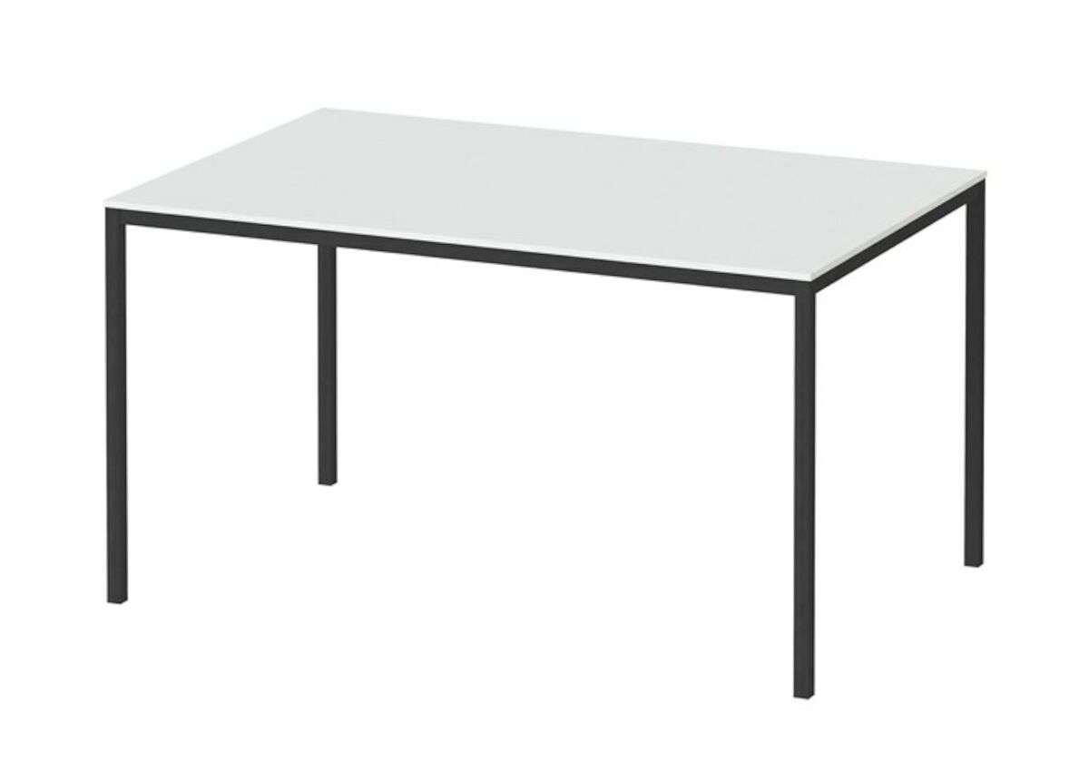 Family ruokapöytä 140×90 valkoinen mustalla jalalla