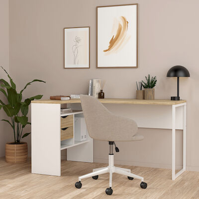 Corner työpöytä valkoinen/tryffeli