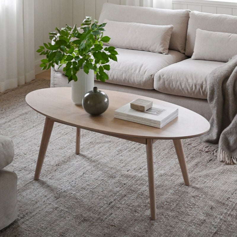 Rowico Home Yumi sohvapöytä ovaali 130x65cm valkolakattu tammi