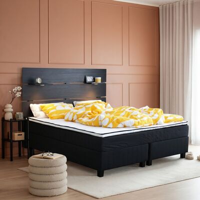 Lumi pocket jenkkisänky 180 | L | musta Bianca, wenge jalat sis. petauspatjan