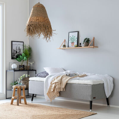 Unia Muoto runkopatjapaketti 80x200 cm M vaaleanharmaa, unia 600 pp, jalat 23 cm