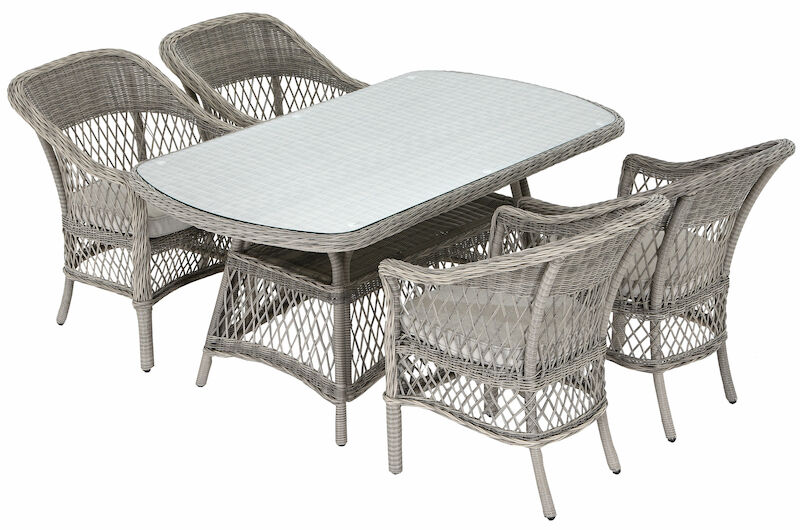 Vila Hven 4-hengen ruokailuryhmä hiekan värinen polyrottinki/alumiini