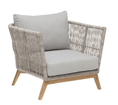 Hillerstorp Himmelsnäs nojatuoli beige polyrottinki/tiikki