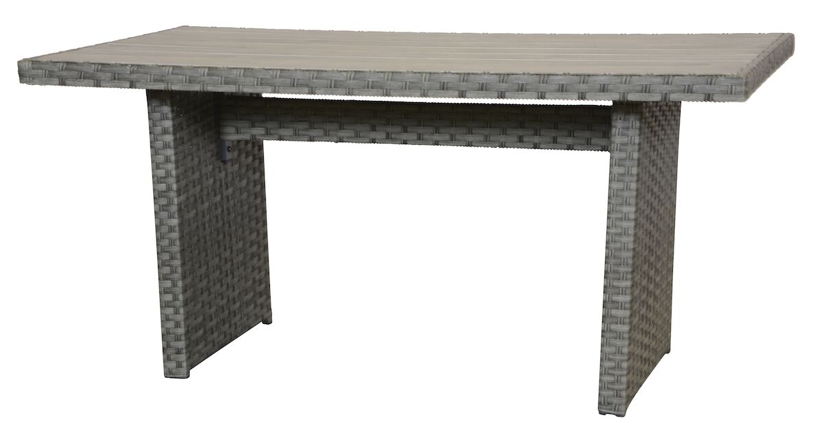 Vila Orust puutarhapöytä 140×74 cm harmaa polyrottinki/alumiini