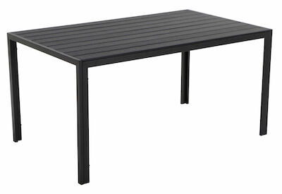 Outfit Noah puutarhapöytä 150x90 cm musta/harmaa polywood/alumiini
