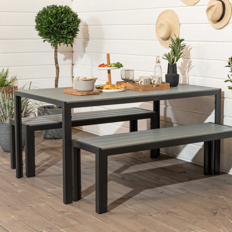 Saarni aintwood pöytä 150x90 cm harmaa/musta