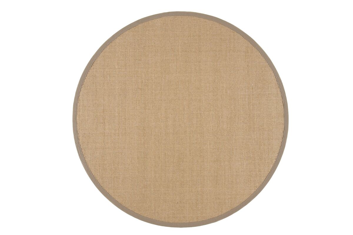 VM Carpet Sisal matto 200 cm pyöreä beige harmaa 70 mm kanttaus