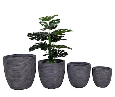 House Nordic Hong lasikuitu ruukkusetti 4 kpl antiikin harmaa