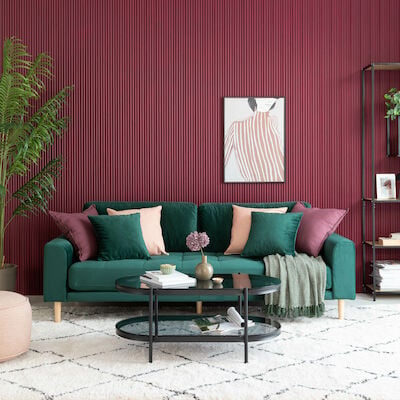 House Nordic Lido 3-istuttava sohva Bluvel 78 tummanvihreä sametti