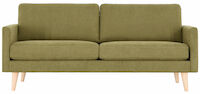 Saarni 3-istuttava sohva oliivinvihreä Thomas 20, jalat RI-18 valkoinen öljytty