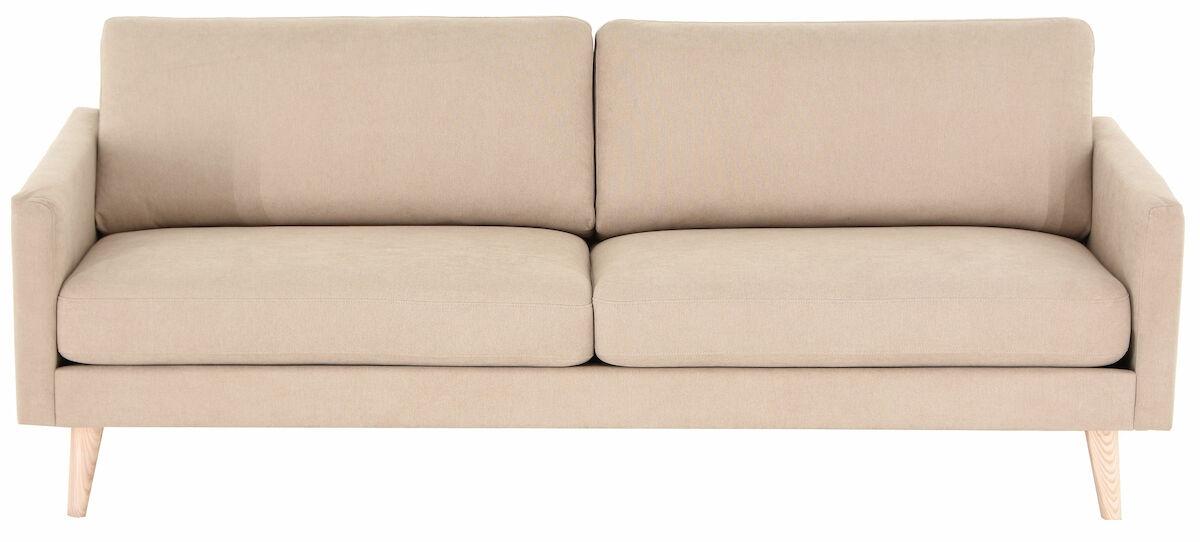 Saarni sohva 3,5 istuttava beige Thomas 06 jalat RI-18 valkoinen öljytty tammi