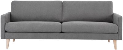 Saarni sohva 3,5 istuttava beige Thomas 06, jalat RI-18 valkoinen öljytty tammi