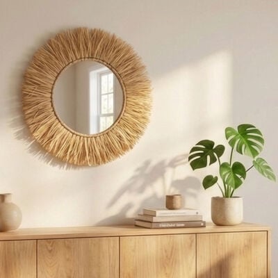 Weiste Raffia seinäpeili 52 cm