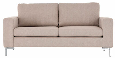 Toronto 2-istuttava sohva vaaleanharmaa Surprise 25T6 kangas, metallijalat