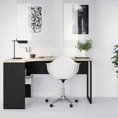 Corner työpöytä musta/tammi