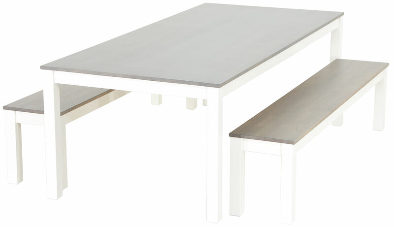 Moona ruokailuryhmä penkeillä 8-hengen harmaa/valkoinen