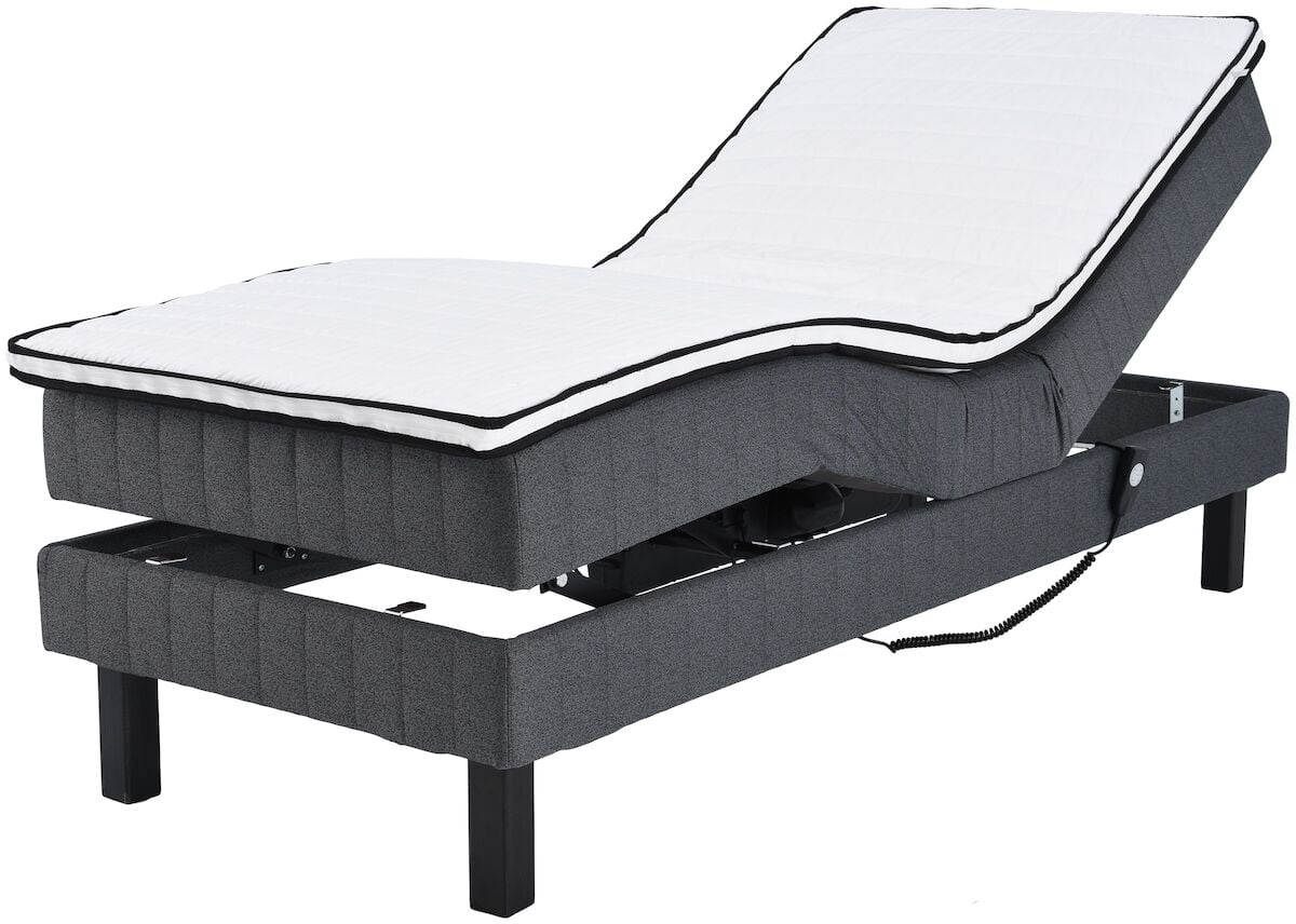 Lumi pocket moottorisänky 90x200 M tummanharmaa Bianca, wenge jalat