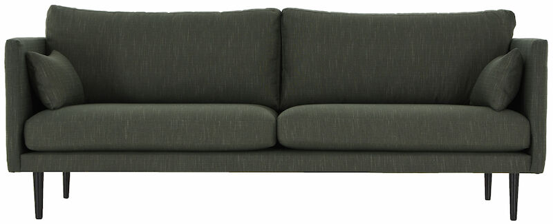 Kajo 3-istuttava sohva tummanvihreä Ronda 39, mustat jalat