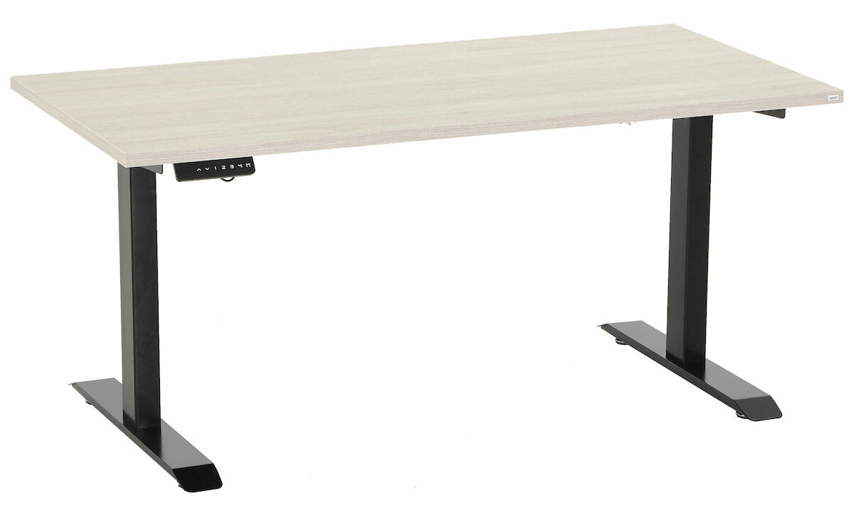 Office sähköpöytä 160x80 cm hopea jalava musta jalka