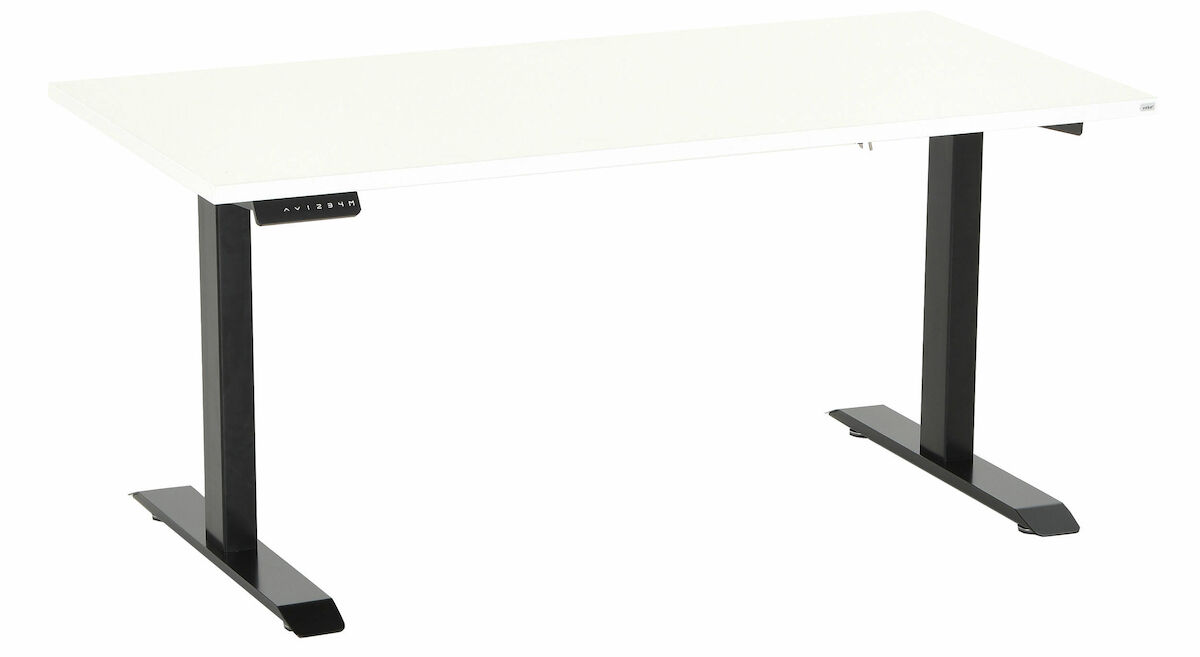 Office sähköpöytä 115x67 cm valkoinen musta jalka