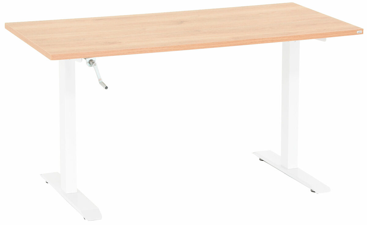 Office veivattava säätöpöytä 135x67 cm tammi valkoinen jalka
