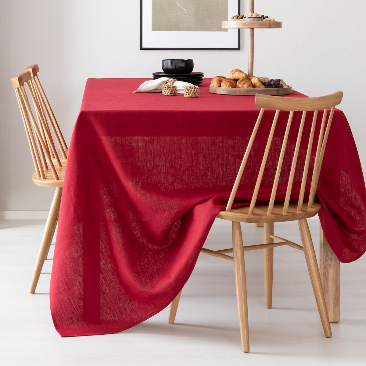 Svanefors Tuva pöytäliina 140×260 cm punainen