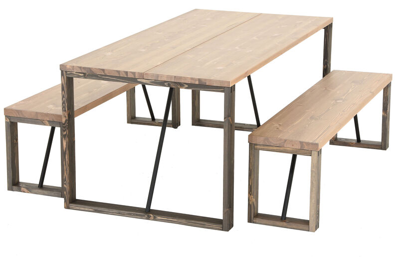 Honka ruokailuryhmä 6-hengen antiikkipetsattu/harmaa puujaloilla