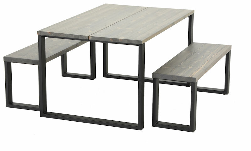 Honka ruokailuryhmä 4-hengen harmaa/musta metallijaloilla