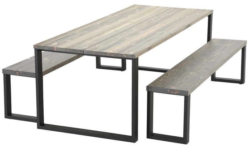 Honka ruokailuryhmä 8-hengen harmaa/musta metallijaloilla